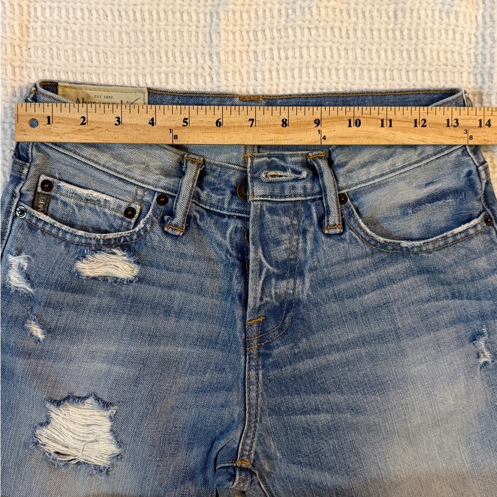 Abercrombie & Fitch Women's Distressed Straight Leg Jeans W26 L28 Blue - Picture 6 of 10